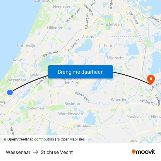 Wassenaar to Stichtse Vecht map