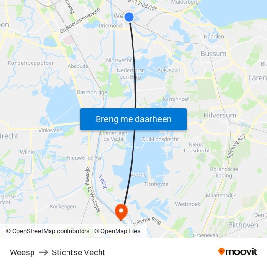 Weesp to Stichtse Vecht map