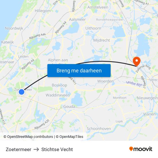 Zoetermeer to Stichtse Vecht map