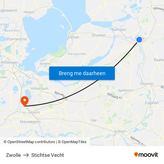 Zwolle to Stichtse Vecht map