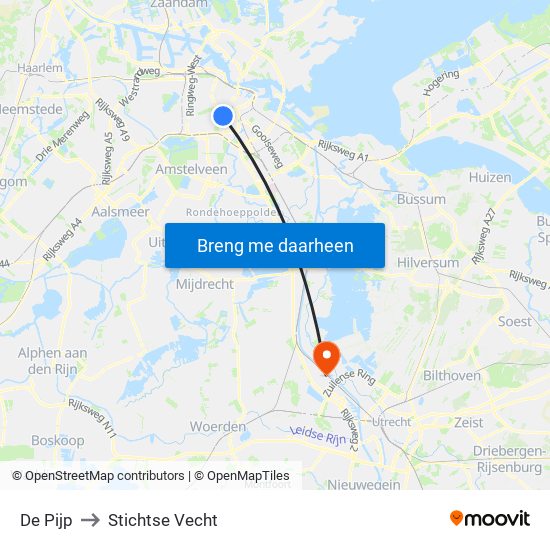 De Pijp to Stichtse Vecht map