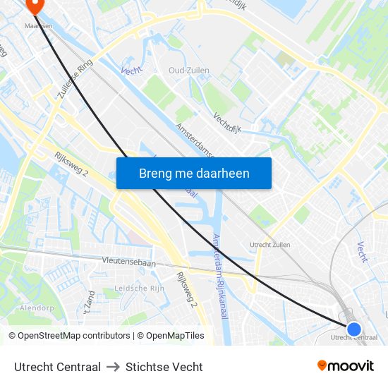 Utrecht Centraal to Stichtse Vecht map