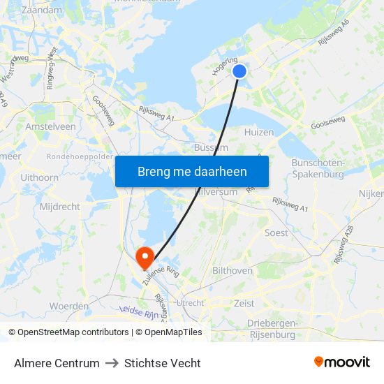 Almere Centrum to Stichtse Vecht map