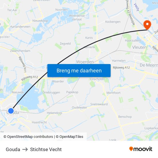 Gouda to Stichtse Vecht map