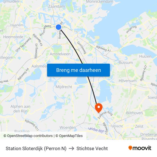 Station Sloterdijk (Perron N) to Stichtse Vecht map