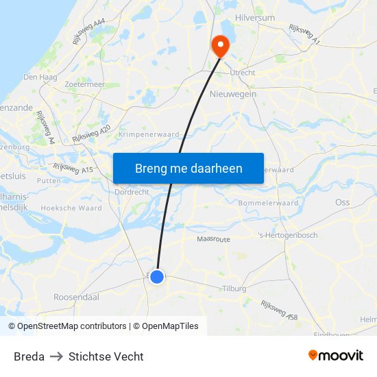 Breda to Stichtse Vecht map