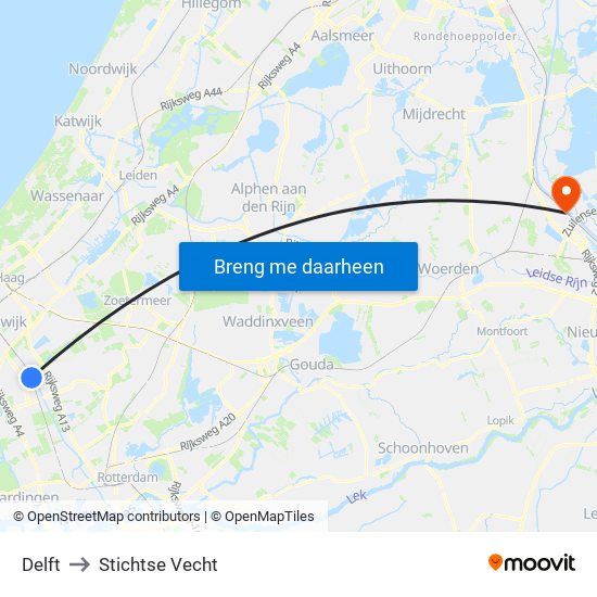 Delft to Stichtse Vecht map