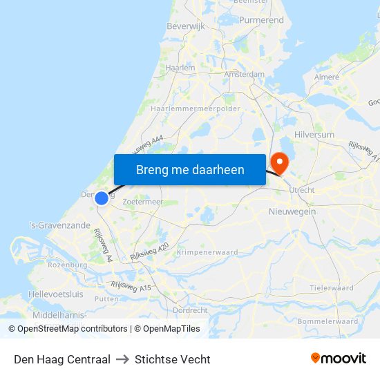 Den Haag Centraal to Stichtse Vecht map