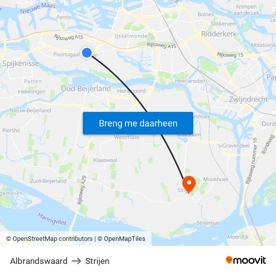 Albrandswaard to Strijen map