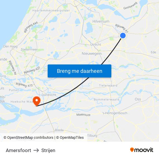 Amersfoort to Strijen map