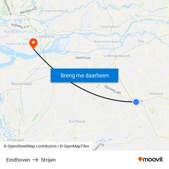 Eindhoven to Strijen map