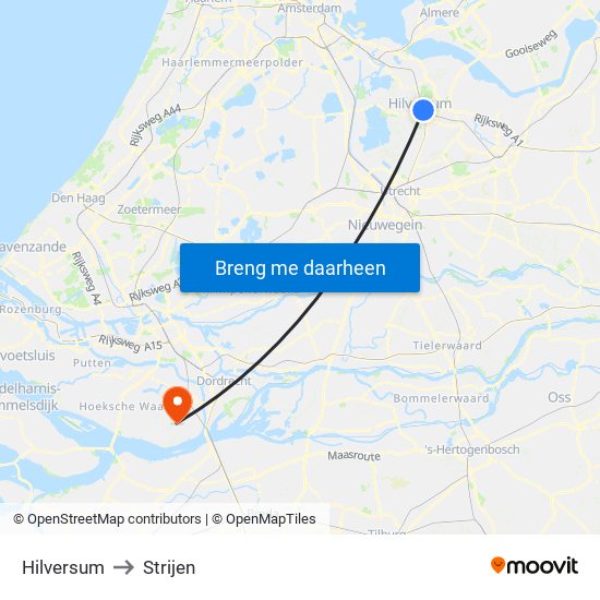 Hilversum to Strijen map