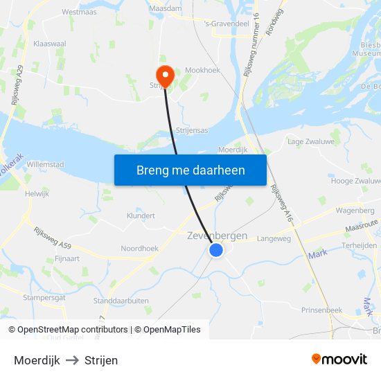 Moerdijk to Strijen map