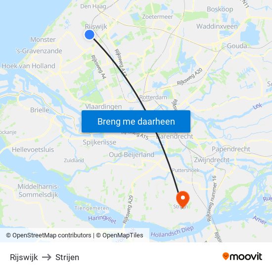 Rijswijk to Strijen map
