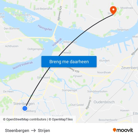 Steenbergen to Strijen map