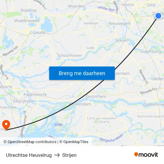 Utrechtse Heuvelrug to Strijen map