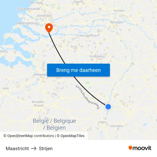 Maastricht to Strijen map