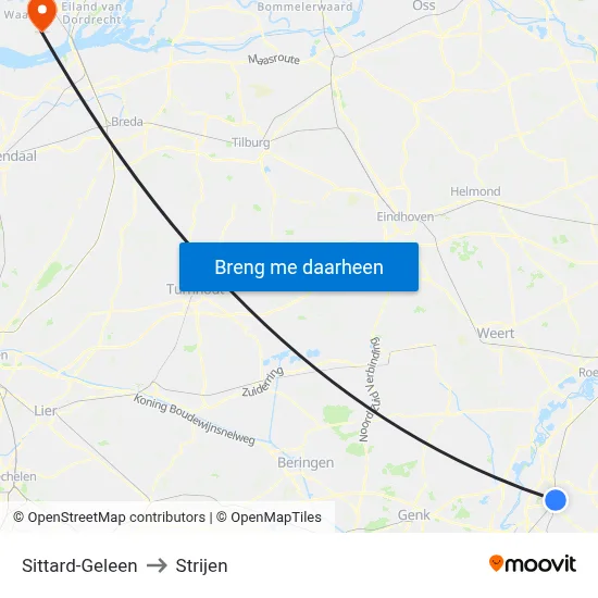 Sittard-Geleen to Strijen map