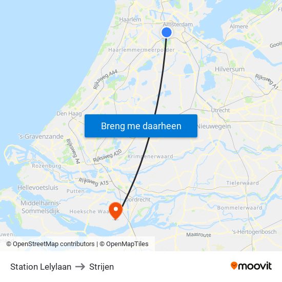 Station Lelylaan to Strijen map