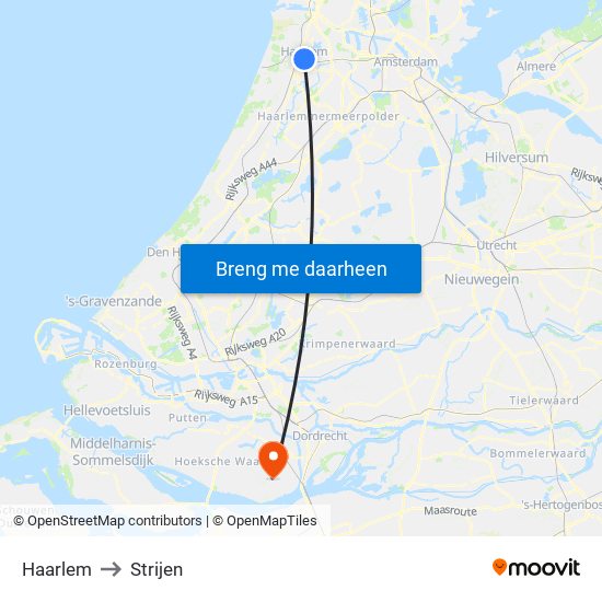 Haarlem to Strijen map