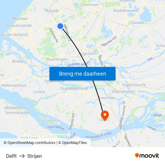 Delft to Strijen map