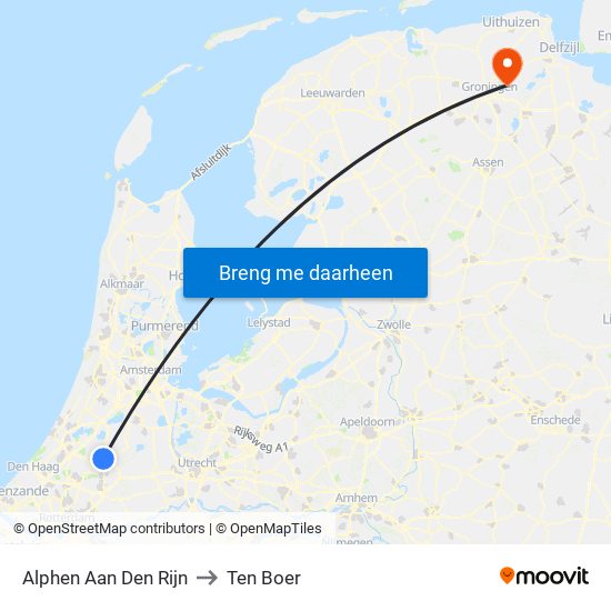 Alphen Aan Den Rijn to Ten Boer map