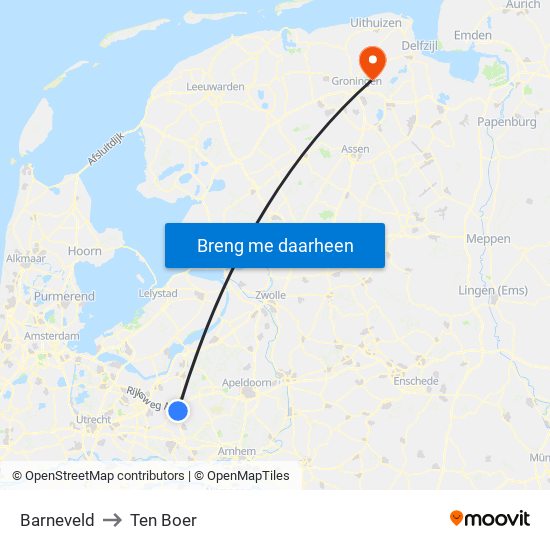 Barneveld to Ten Boer map