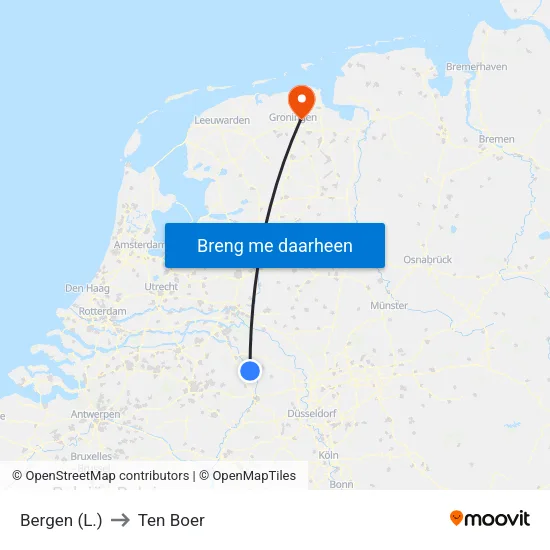 Bergen (L.) to Ten Boer map