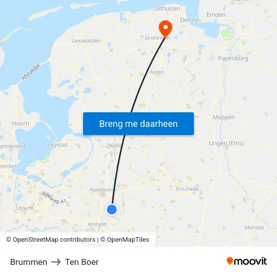 Brummen to Ten Boer map
