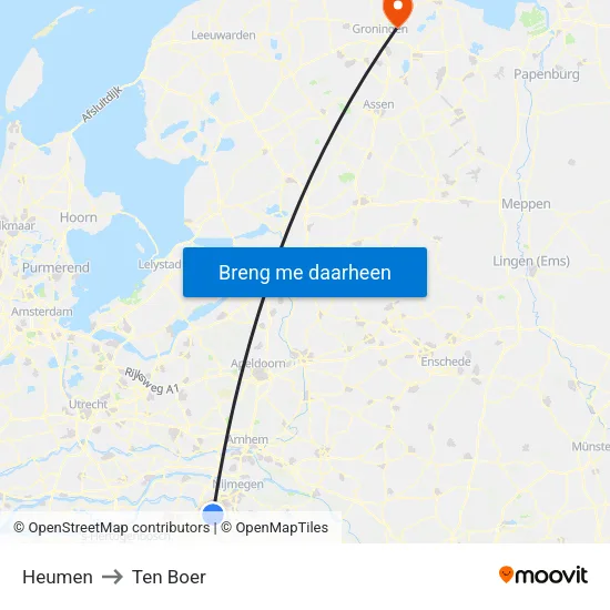 Heumen to Ten Boer map