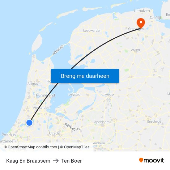 Kaag En Braassem to Ten Boer map