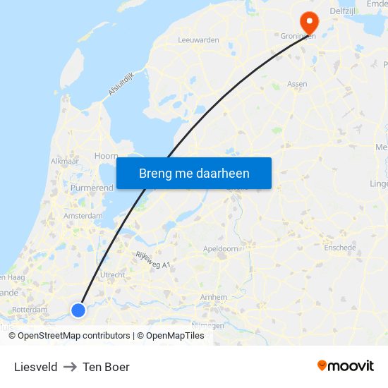 Liesveld to Ten Boer map