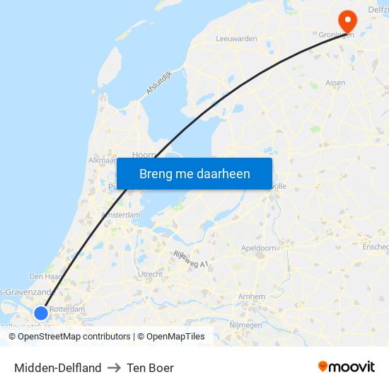 Midden-Delfland to Ten Boer map