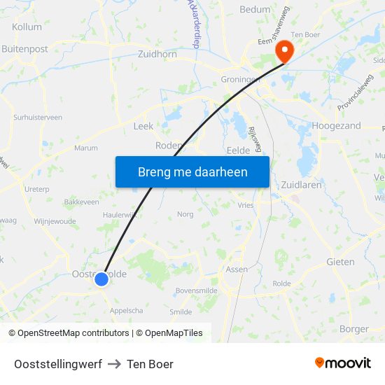Ooststellingwerf to Ten Boer map