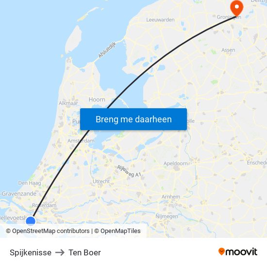 Spijkenisse to Ten Boer map