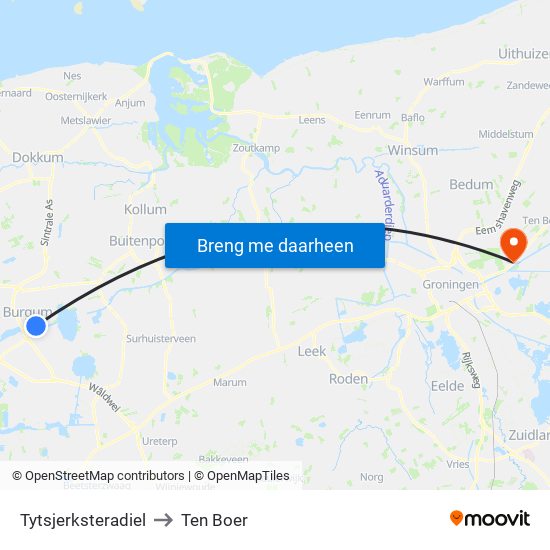 Tytsjerksteradiel to Ten Boer map