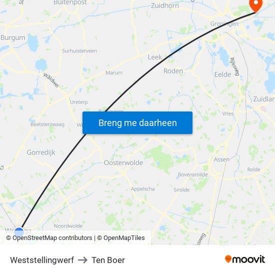 Weststellingwerf to Ten Boer map