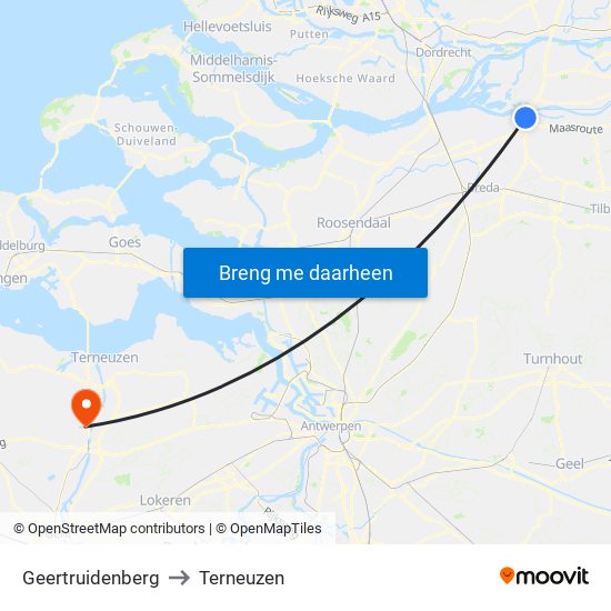 Geertruidenberg to Terneuzen map