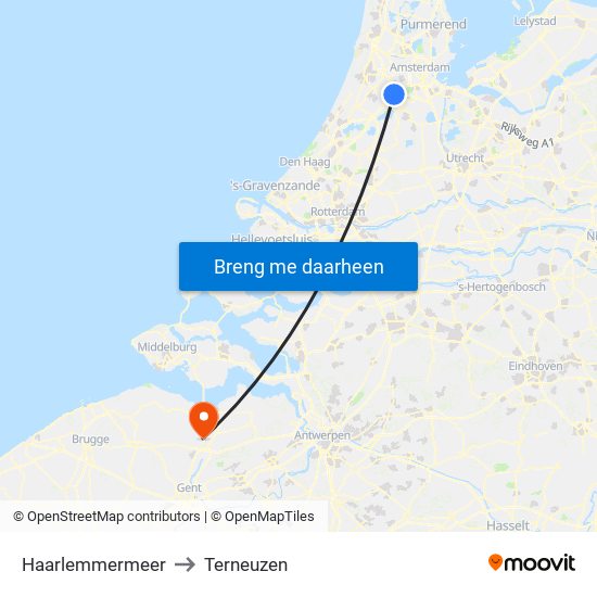 Haarlemmermeer to Terneuzen map