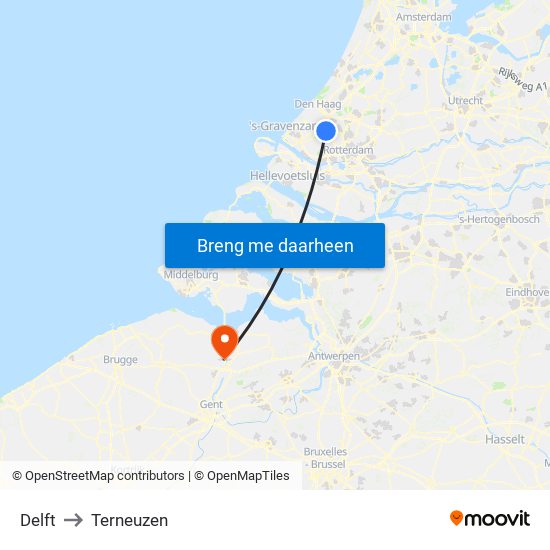 Delft to Terneuzen map