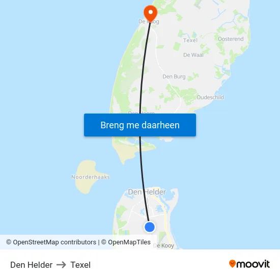 Den Helder to Texel map