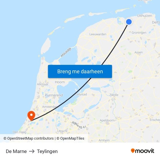 De Marne to Teylingen map