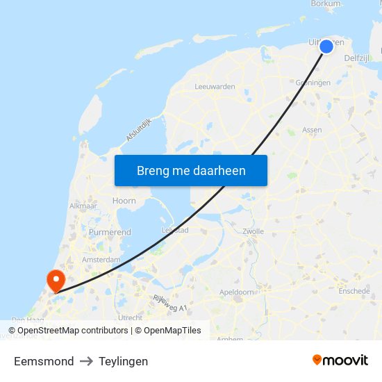 Eemsmond to Teylingen map