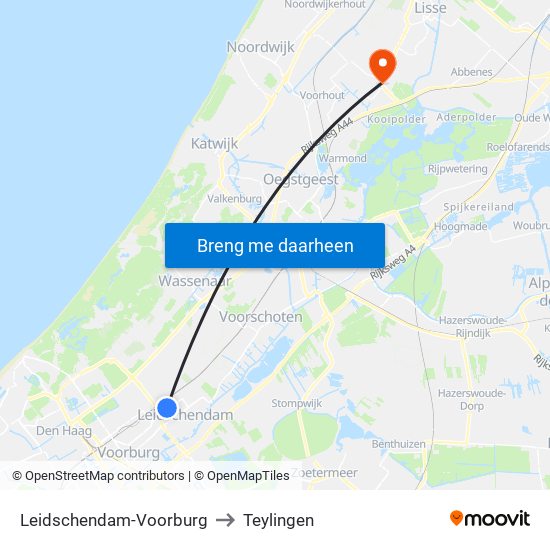 Leidschendam-Voorburg to Teylingen map