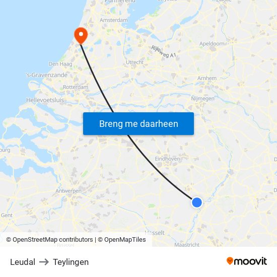 Leudal to Teylingen map