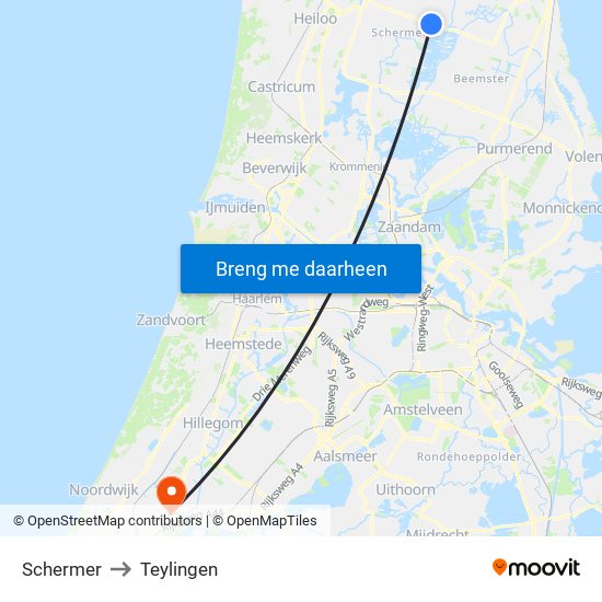 Schermer to Teylingen map