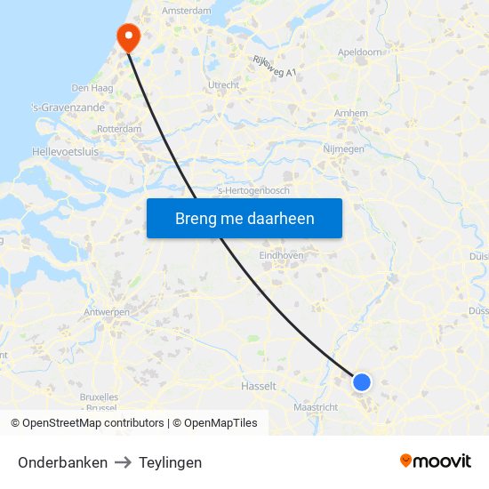 Onderbanken to Teylingen map