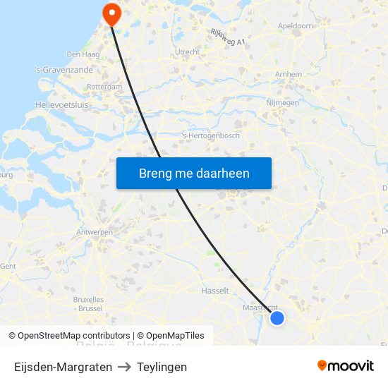 Eijsden-Margraten to Teylingen map
