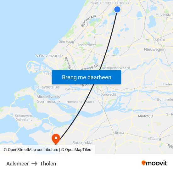 Aalsmeer to Tholen map