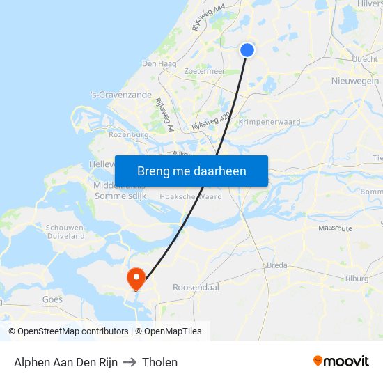 Alphen Aan Den Rijn to Tholen map